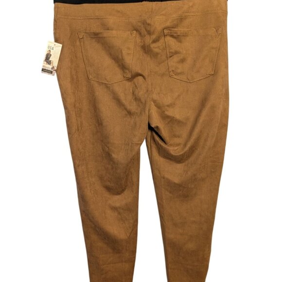 Karen Kane Womens Tan Faux Suede Pull-On Pants Back Pockets - Picture 2 of 16